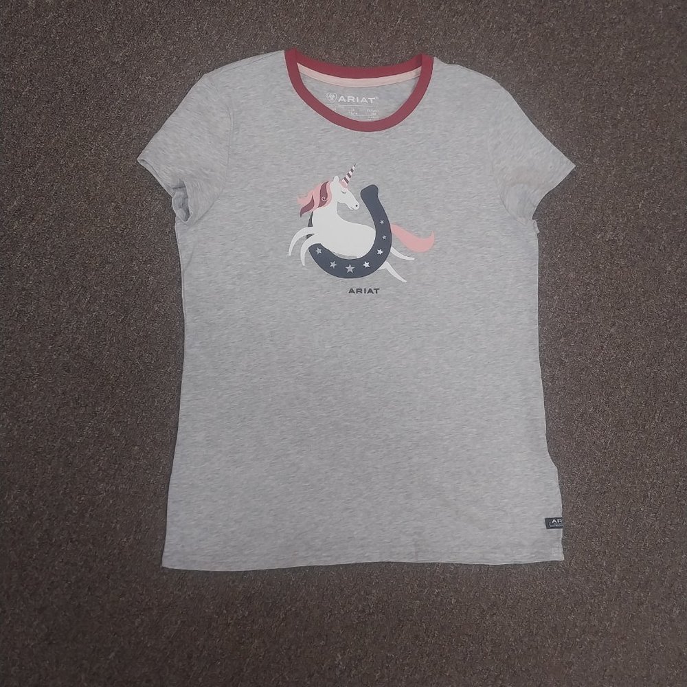 Ariat Girl's Unicorn Moon Short Sleeve T-Shirt - Heather Grey
